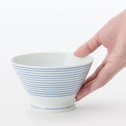 Bol à riz en porcelaine Hasami - Motif rayures, Grande