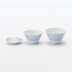 Bol à riz en porcelaine Hasami - Motif rayures, Grande