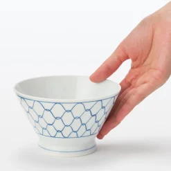 Bol à riz en porcelaine Hasami - Motif maille, Grande