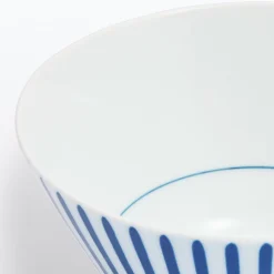 Bol à riz en porcelaine Hasami - Motif rayures éventail, Grande