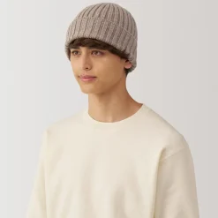 Bonnet unisexe en laine côtelée antidémangeaisons