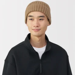 Bonnet unisexe en laine côtelée antidémangeaisons