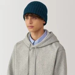 Bonnet unisexe en laine côtelée antidémangeaisons