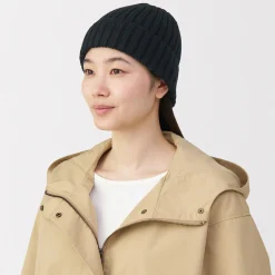 Bonnet unisexe en laine côtelée antidémangeaisons