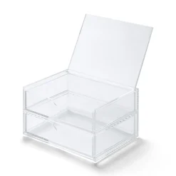 Boîte acrylique 2 tiroirs + couvercle L17.5X P13X H9.5cm