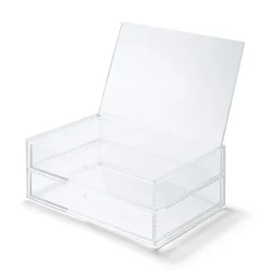 Boîte acrylique 2 tiroirs + couvercle L25.6X P16.8X H9.5cm