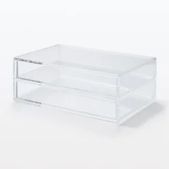 Boîte acrylique 2 tiroirs + couvercle L25.6X P16.8X H9.5cm