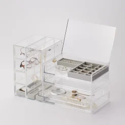 Boîte acrylique 2 tiroirs + couvercle L25.6X P16.8X H9.5cm