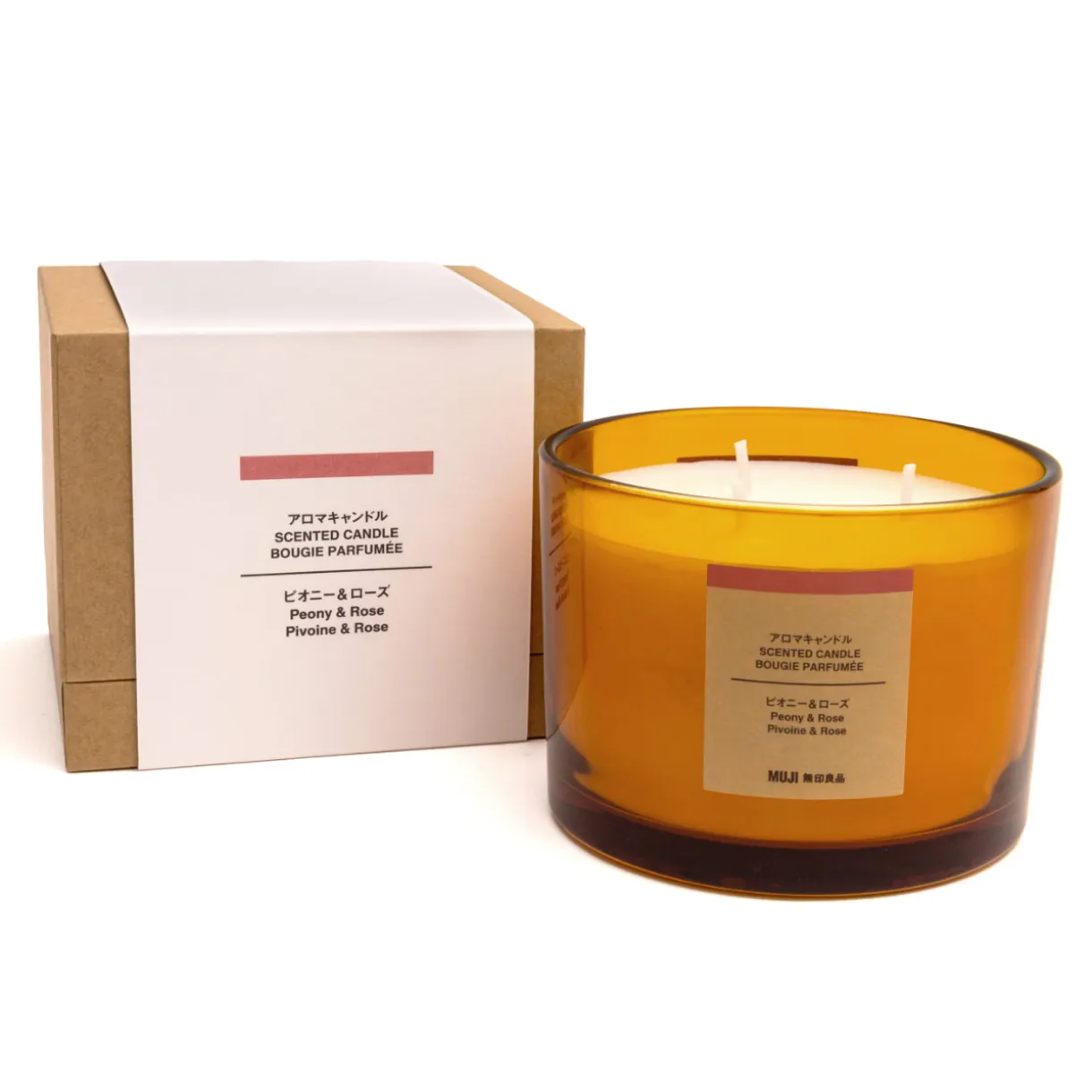 Bougie 3 mèche pivoine et rose