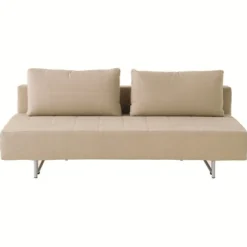 Canapé convertible 2 places en lin naturel beige (Dont Eco‐part 8,50 €)