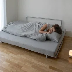 Canapé convertible 2 places en feutrine anthracite