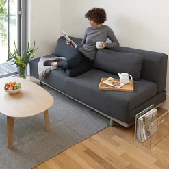 Canapé convertible 2 places en coton beige