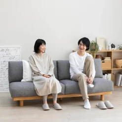 Canapé en polyester tissé sans accoudoirs ‐ 2 places, Gris