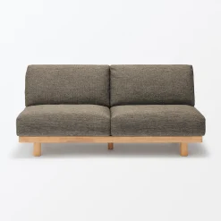 Canapé en polyester tissé sans accoudoirs ‐ 2 places, Marron