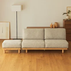 Canapé en polyester tissé sans accoudoirs ‐ 2 places, Beige