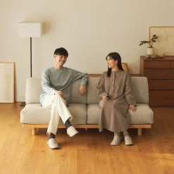 Canapé en polyester tissé sans accoudoirs ‐ 3 places, Beige