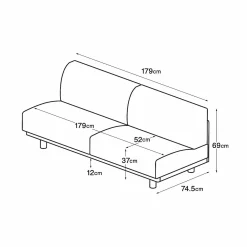 Canapé en polyester tissé sans accoudoirs ‐ 3 places, Beige