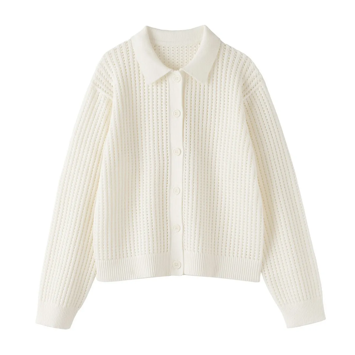 Cardigan à col en tricot de coton mélangé pour femme