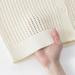 Cardigan à col en tricot de coton mélangé pour femme