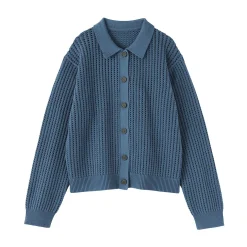 Cardigan à col en tricot de coton mélangé pour femme