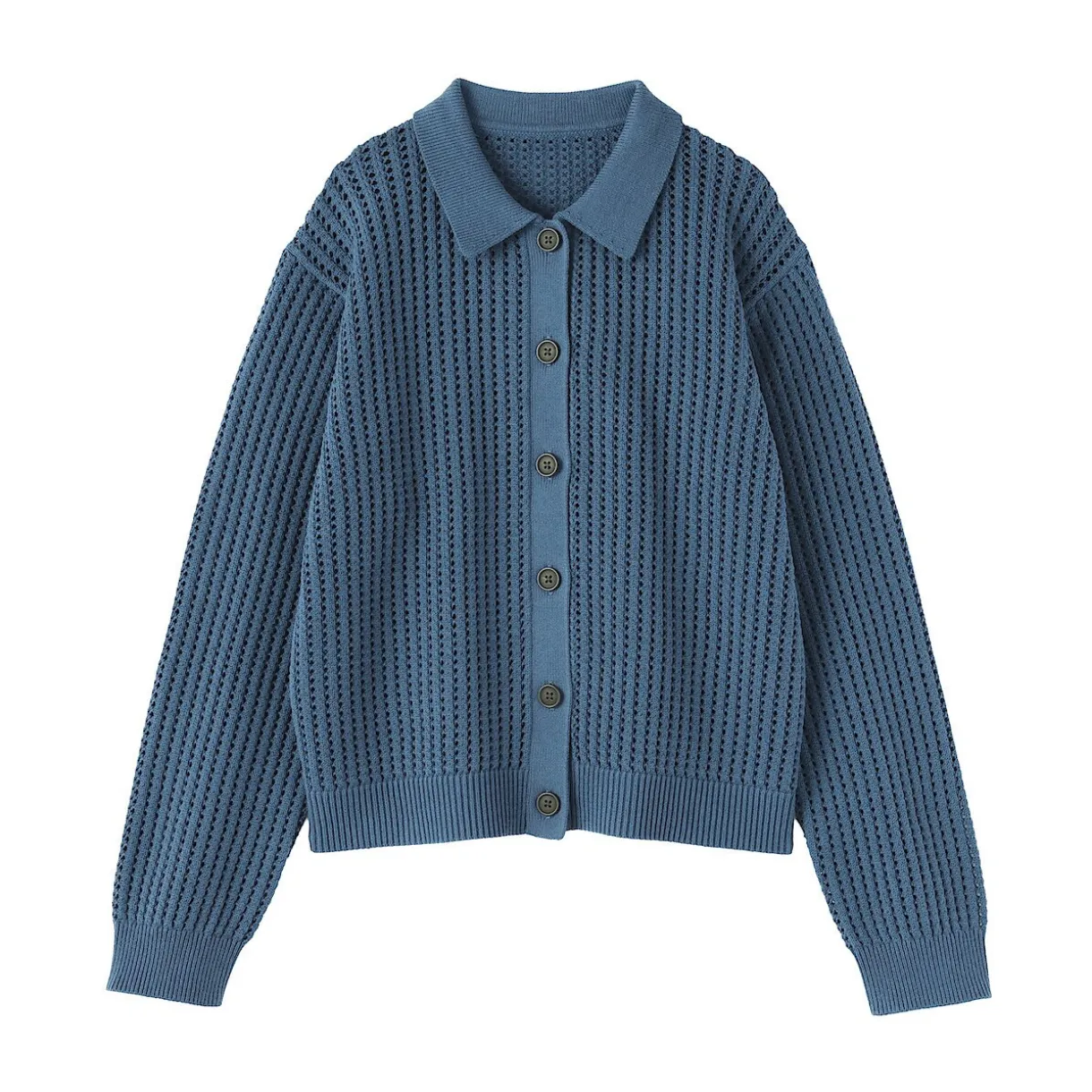 Cardigan à col en tricot de coton mélangé pour femme