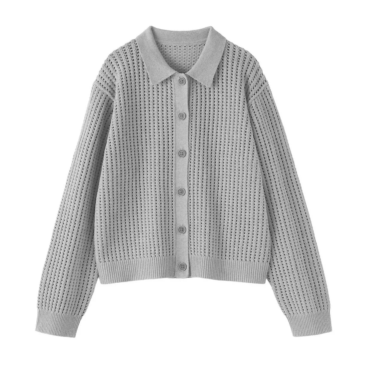 Cardigan à col en tricot de coton mélangé pour femme