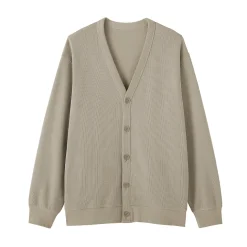 Cardigan à col en V à double tricot pour homme