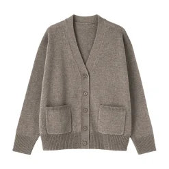 Cardigan avec col en V en maille moyenne pour femme