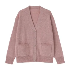 Cardigan avec col en V en maille moyenne pour femme