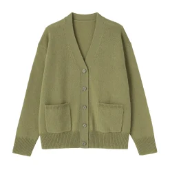 Cardigan avec col en V en maille moyenne pour femme