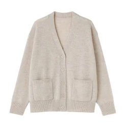 Cardigan avec col en V en maille moyenne pour femme
