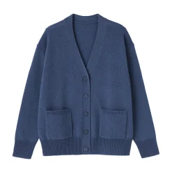 Cardigan avec col en V en maille moyenne pour femme