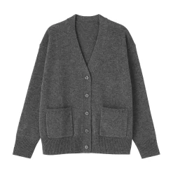 Cardigan avec col en V en maille moyenne pour femme