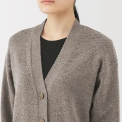 Cardigan avec col en V en maille moyenne pour femme