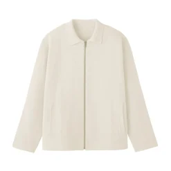 Cardigan zippé à col en maille côtelée Milano de coton pour homme