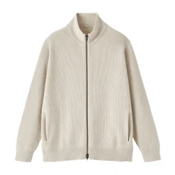 Cardigan zippé et côtelé en mélange de coton pour homme