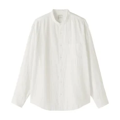 Chemise à col mao en double gaze de kapok mélangé pour homme