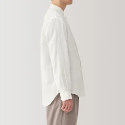 Chemise à col mao en lin lavé pour homme