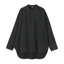 Chemise à col montant en coton brossé pour femme