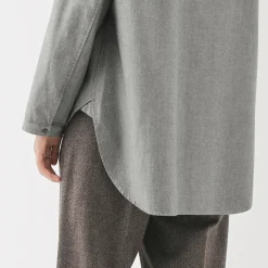 Chemise à col montant en coton brossé pour femme