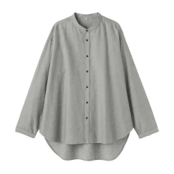 Chemise à col montant en coton brossé pour femme