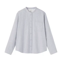 Chemise à col montant en flanelle brossée double femme