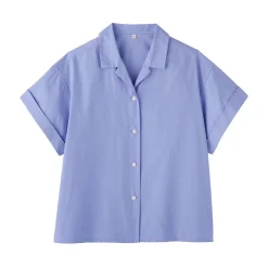 Chemise à manches courtes en popeline de coton biologique pour femme