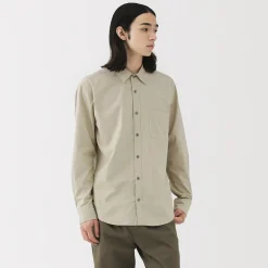 Chemise à manches longues en coton lavé homme