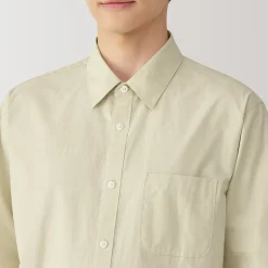 Chemise à manches longues en coton lavé homme