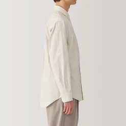 Chemise à manches longues en coton lavé homme