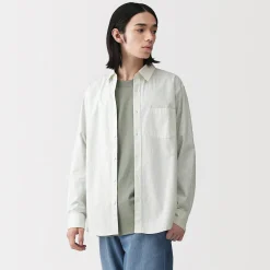 Chemise à manches longues en coton lavé homme