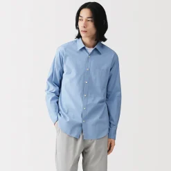 Chemise à manches longues en coton lavé homme