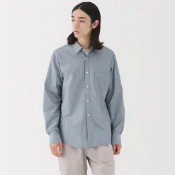 Chemise à manches longues en coton lavé homme