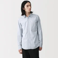 Chemise à manches longues en coton lavé homme